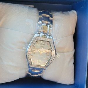 ✨Diamonique Tortue Style Watch Silvertone Bracelet Watch